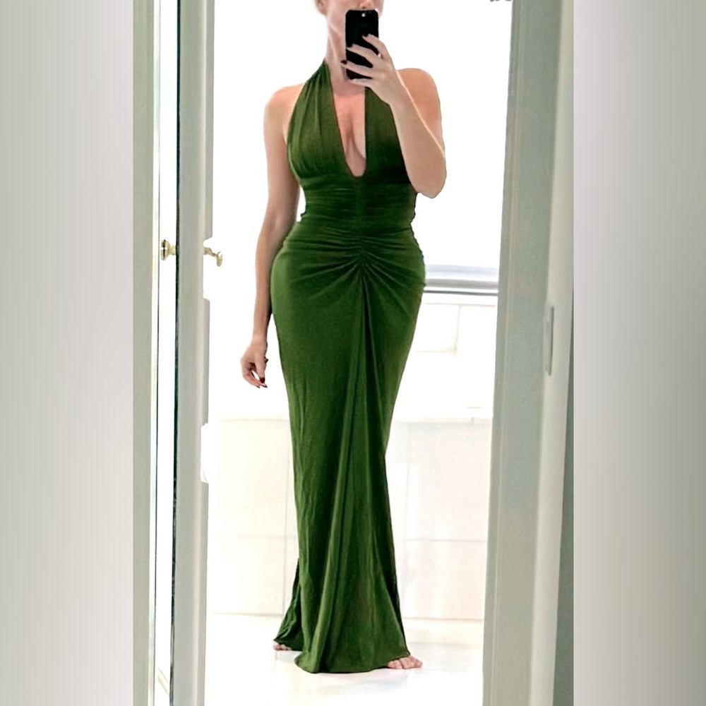 Michael Kors Collection halter dress in green